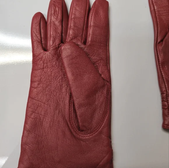 Etienne Red Professional Leather Shell Cashmere Lining Medium Size Vintage - Picture 3 of 10